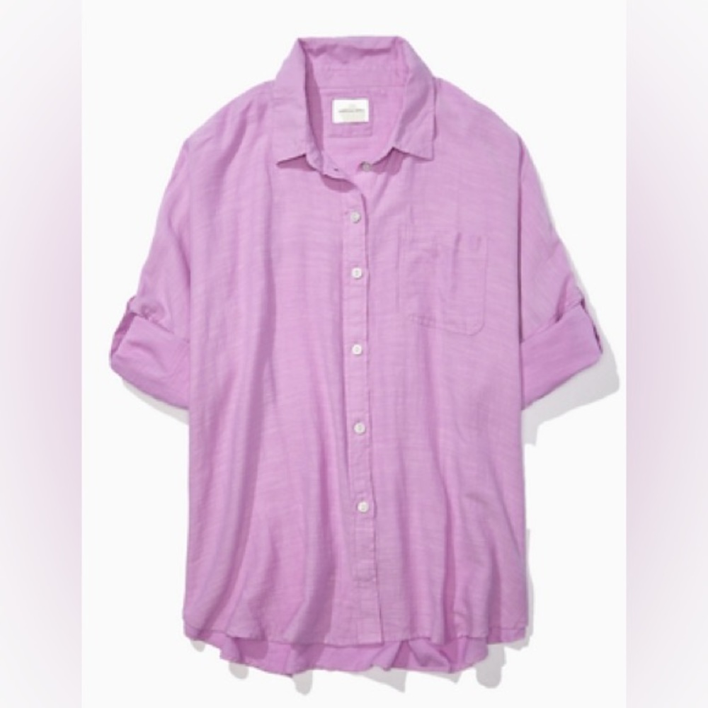 American Eagle Outfitters Lavender Button-Up Shirt